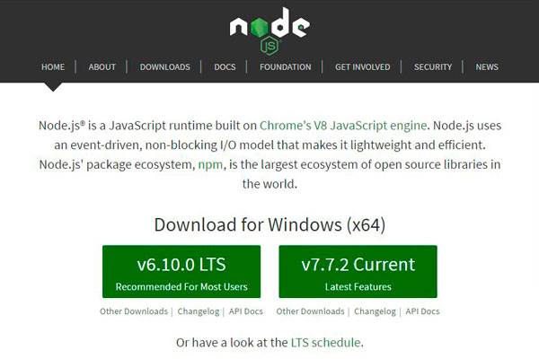 Node.js download page